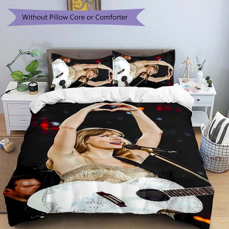 3pcs Taylor Swift pattern bedding set duvet cover set includes duvet cover &pillowcases, perfect all season bedroom decoration & gift
