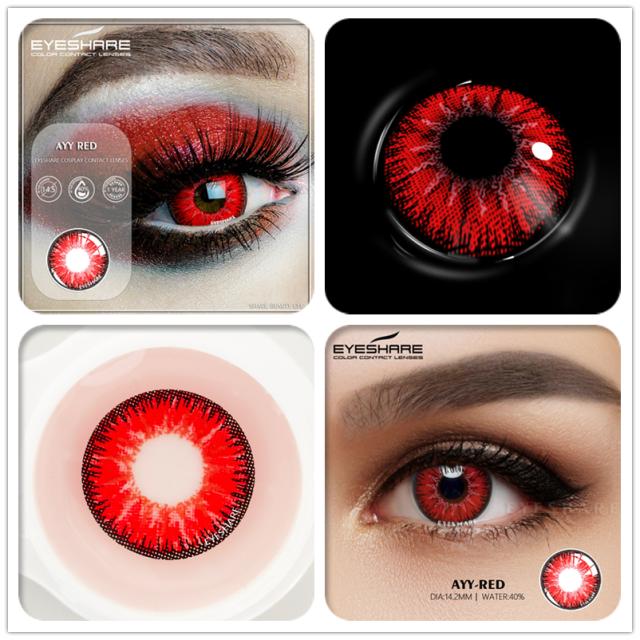 Eyeshare Cosplay Farbkontaktlinsen für Augen Ayy-Serie Kontakt-Make-up Sharingan Beauty Rote Kontaktlinsen Augenkosmetik Farblinsenaugen