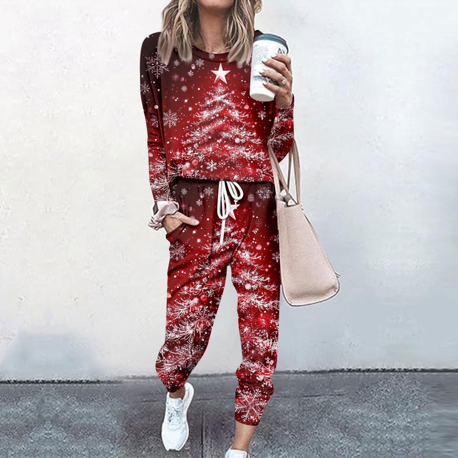 

Наборы для женщин, комплекты из 2 предметов, рубашки с длинными рукавами и круглым вырезом, спортивные штаны на шнурке, карманные комплекты S винный