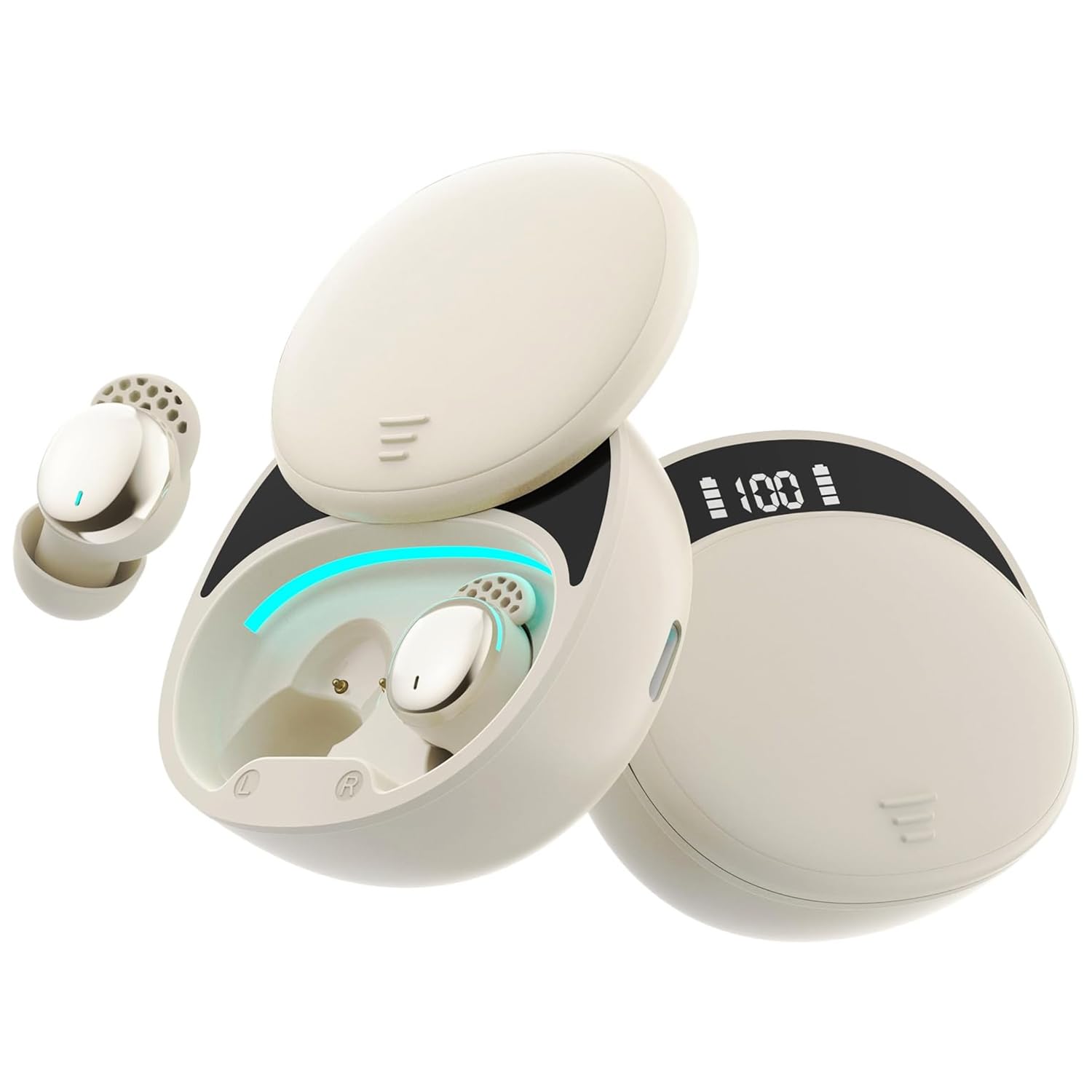 

Mandourai Sleep Беспроводные наушники для сна с Bluetooth-звуком, мини-наушники для сна с высоким качеством звука и зарядкой, для профилактики, 5.3, сверхлегкие кремовый