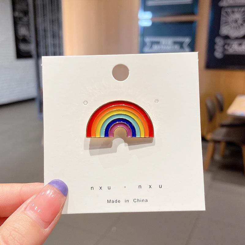 Geometric Arc Colorful Rainbow Stripe Creative Brooch for Women Brooches Pin Badges Alloy Backpack Icons Girls Jewelry Gift
