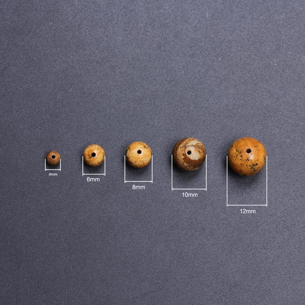 4/6/8/10/12mm 60-20pcs For DIY Necklaces Natural Stone Jewelry Making Picture Jasper Round Beads Jewelry Accessories Handmade Material