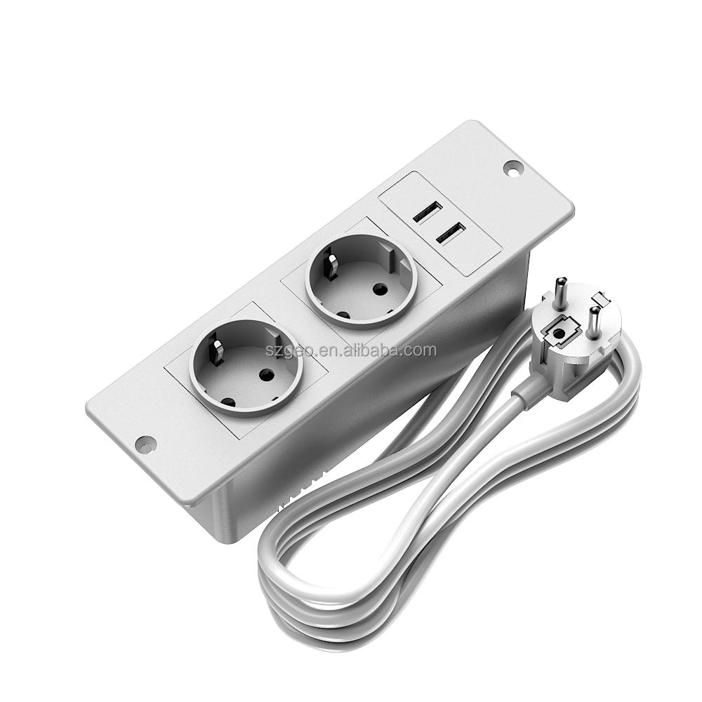 In-desk Embedded Power Socket Unit Flush Furniture Power Outlet with USB Ports for Office Workstation Kitchen Countertop Hotel