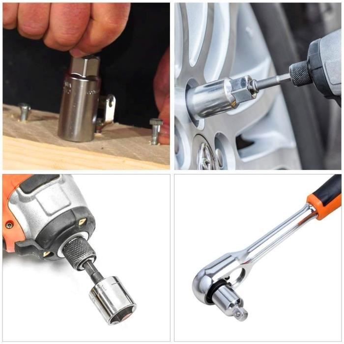 EVANCE Adaptateur Douille 1/2 3/8 1/4 Forets Hexagonale Adaptateur Set Clé d'écrou Reducteur Socket Adaptor Converter Clés à Roch