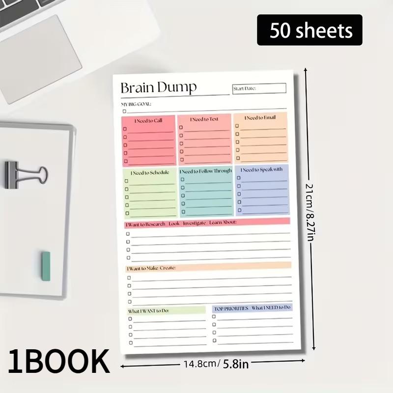 

1BOOK 50-Page Brain Dump and To-Do Notebook