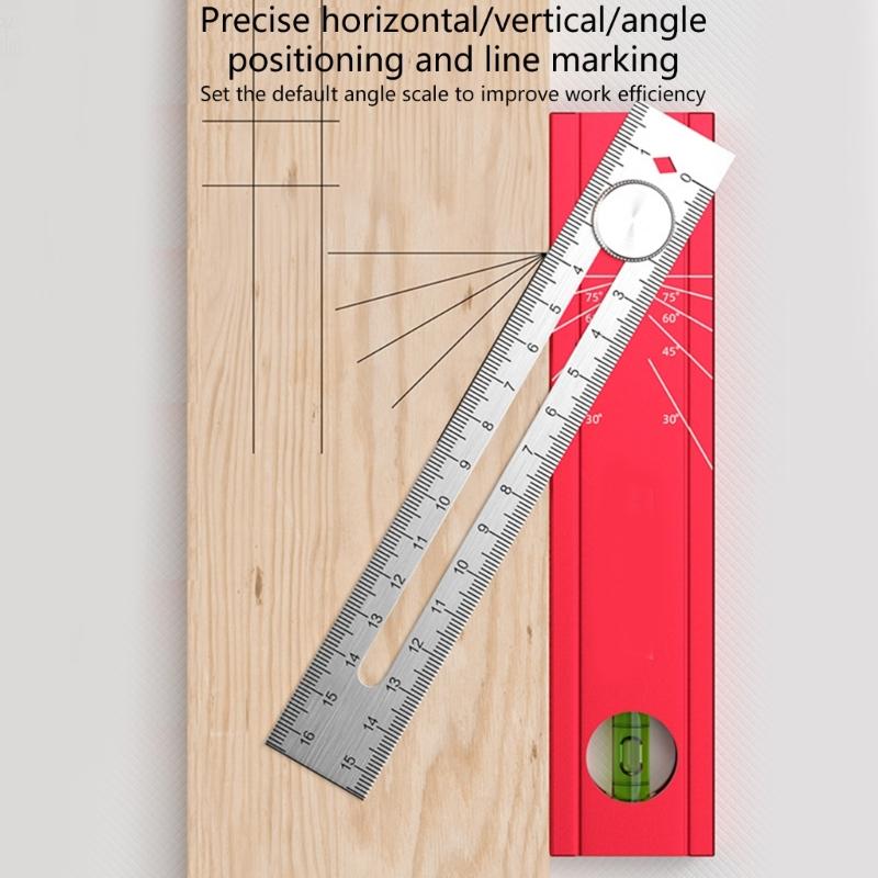 Multifunctional Foldable Angle Ruler Adjustable Positioning Scribing Protractor Marking Depth Measurement Tool Woodwork