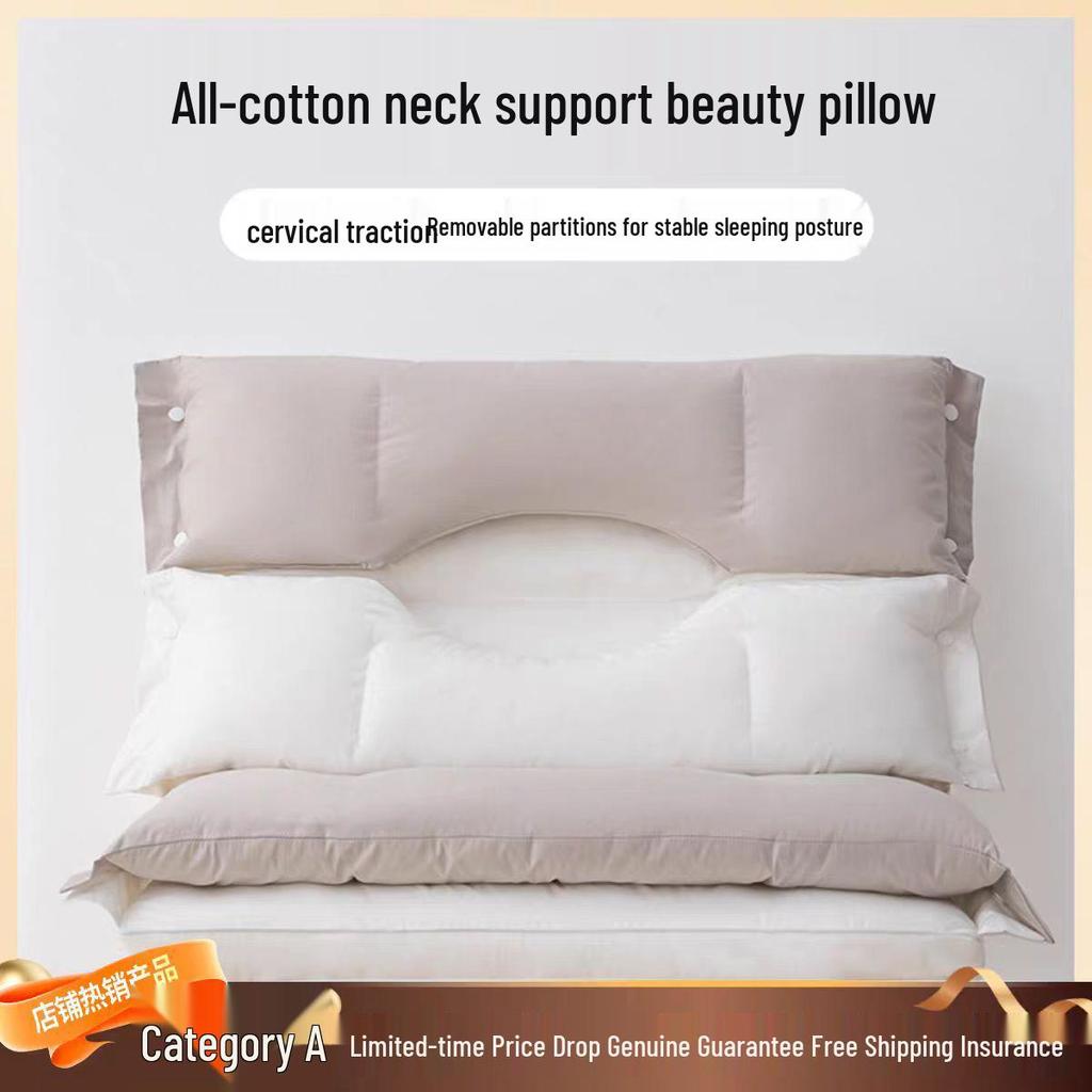 All-Cotton Neck & Ear Protection Pillow for Adults - Soft & Firm Support for Side Sleepers