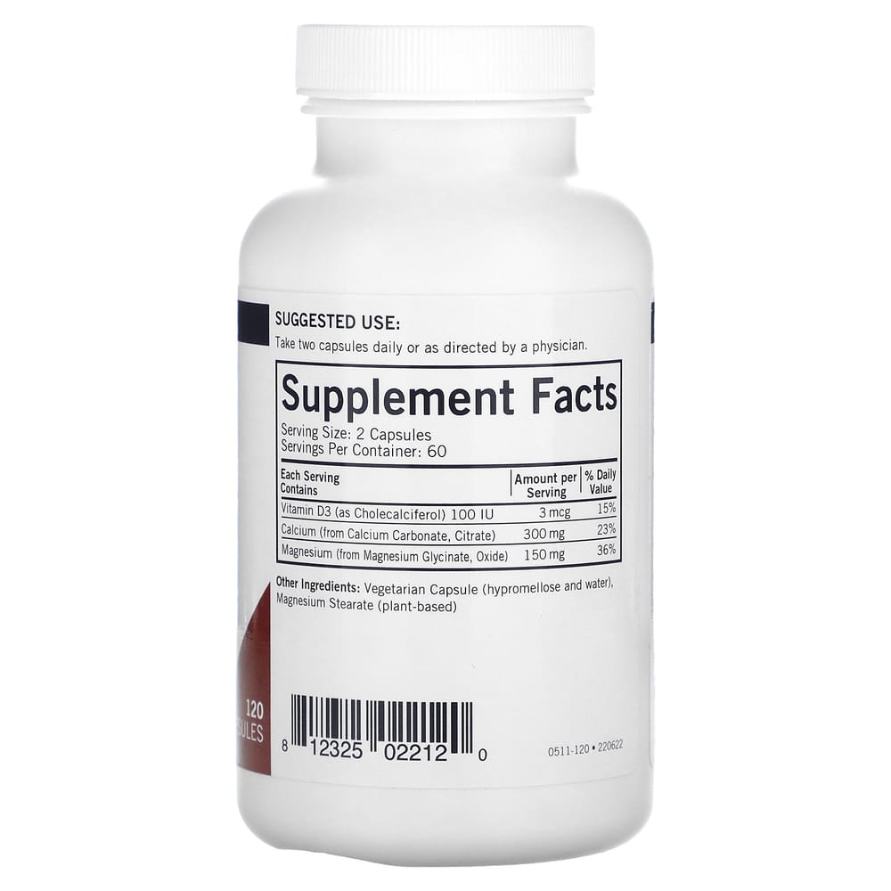 Kirkman Labs Calcium & Magnesium with Vitamin D Capsules, 120 Count