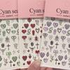 Cyan Sea Y2K Nail Art Stickers: Sweet, Cool, Spicy Designs with Heart and Cross Metal Adhesives