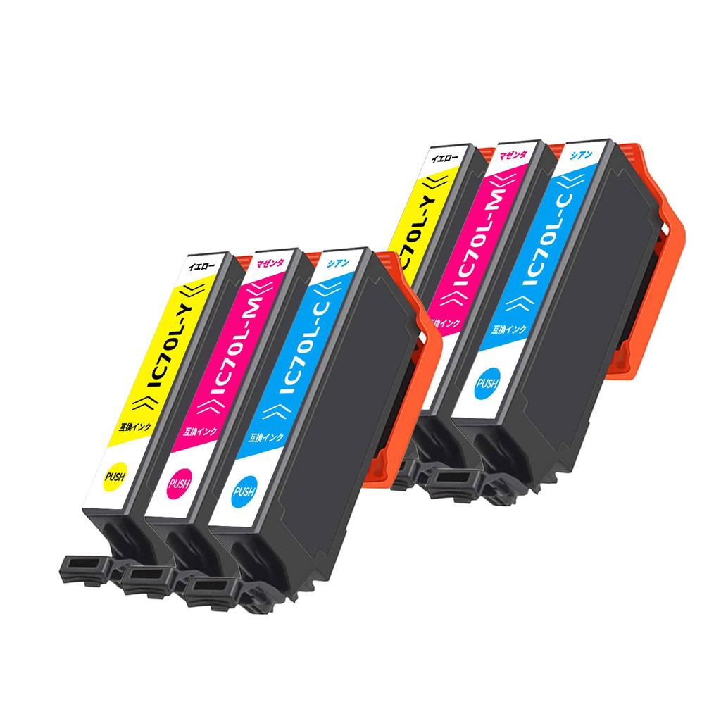 IC70L IC6CL70L Compatible Ink Cartridge for Epson Cherry Ink 3 Color Set Total 6 Units Compatible Compatible Large Individually Remaining Amount