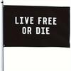 1pc Multi-Size Optional Live Free Or Die Flag, Durable Polyester Outdoor Garden Flag, White Text On Black Background, Fade Resistant Weathering Fabric