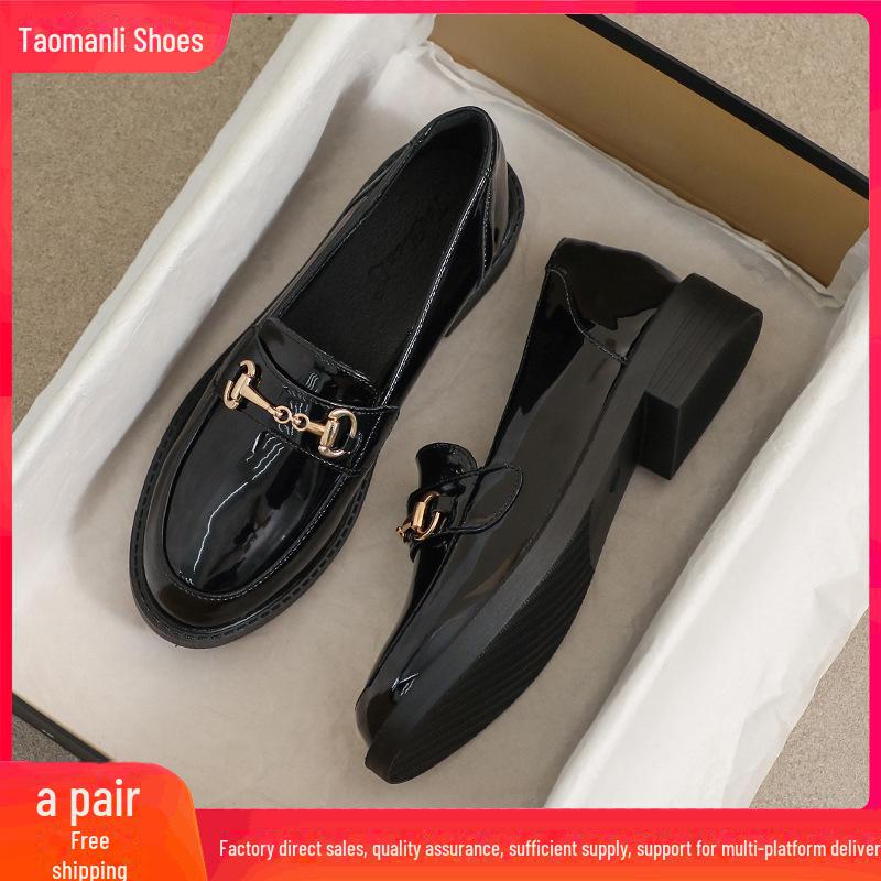 

Женские мокасины из натуральной кожи - коллекция осень 2024 г., черный британский стиль, универсальная модель, рабочая обувь с плоским носком 88 plus velvet, 34 чёрный