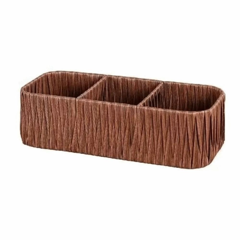 Durable Woven Storage Basket Rectangular Sundries Organization Box Picnic Basket Living Room