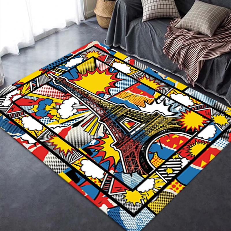 2025 New Paris Eiffel Tower Carpet Rug for Living Room Bedroom Home Sofa Decoration,Kids play Non-slip Floor Mat94