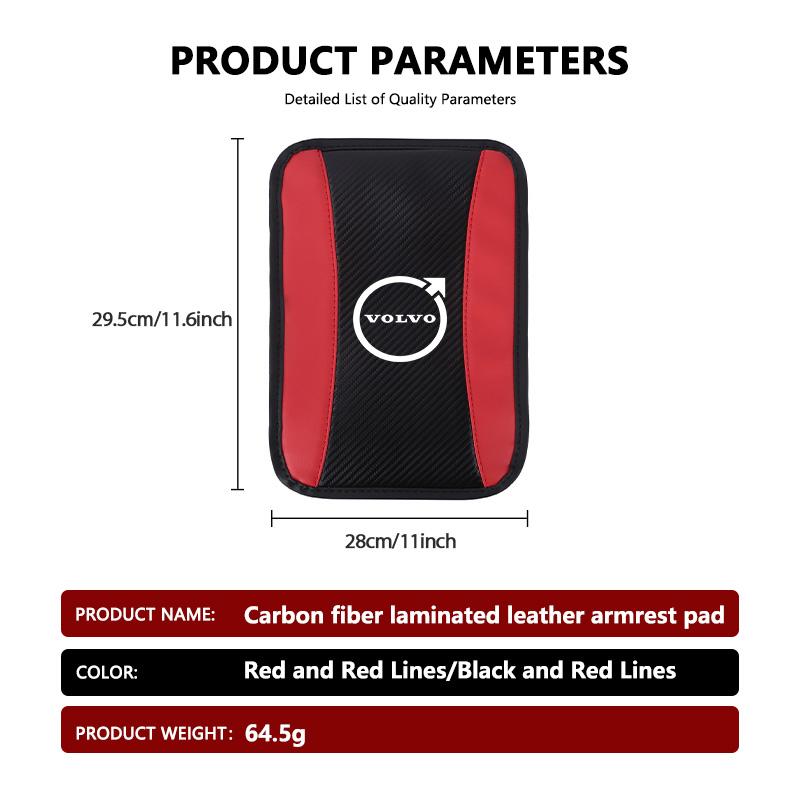 Carbon Fiber Car Armrest Cushion Auto Center Console Protector Pad For Volvo XC60 V40 V50 XC90 S60 V90 V70 XC40 V60 S90 AWD S80
