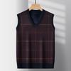 Dad's Fleece-Lined Sweater Vest: Warm Knitted Base Layer for Middle-aged and Elderly Men in Autumn and Winter.