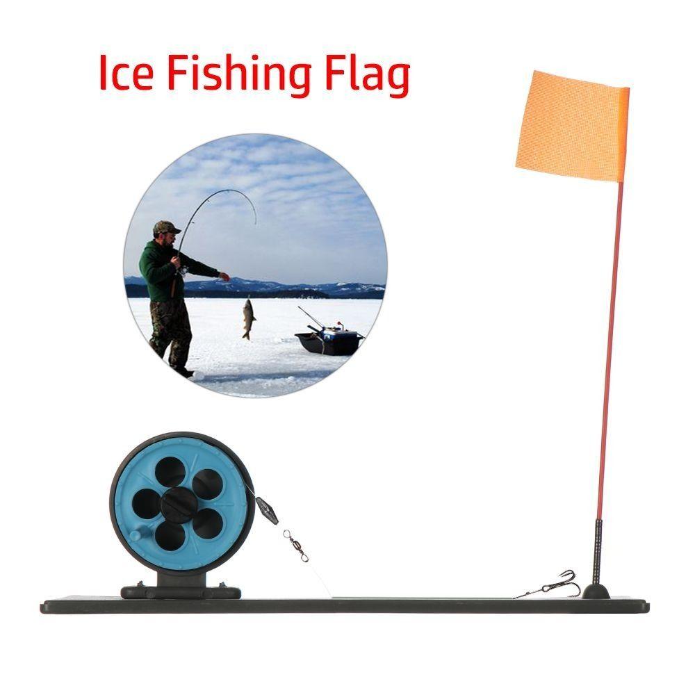 Compact Metal Pole Ice Fishing Flag Water Square Orange Flag Fishing Tackle Tool D Portable Winter Fishing Angler Fishing