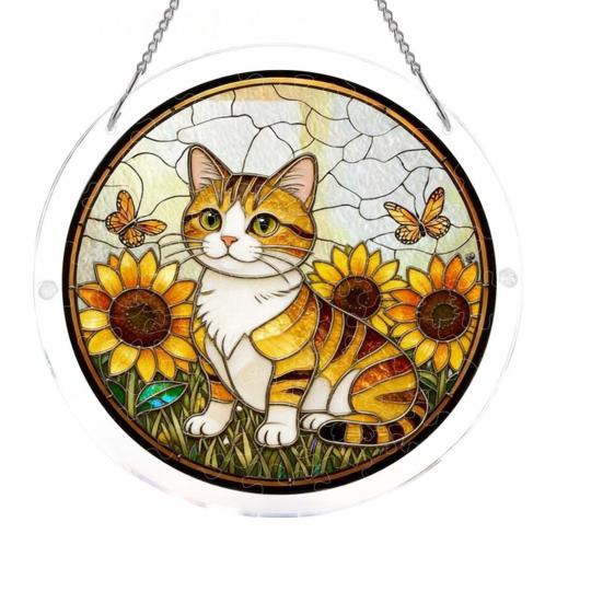 Acrylic Puzzle Suncatcher Stained Glass Effect Window Hanging Ornament DIY Art Puzzle Sun Catcher Kit for Home Garden Decor