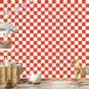 Checkerboard wallpaper white, coral background for living room and bedroom 50x1000