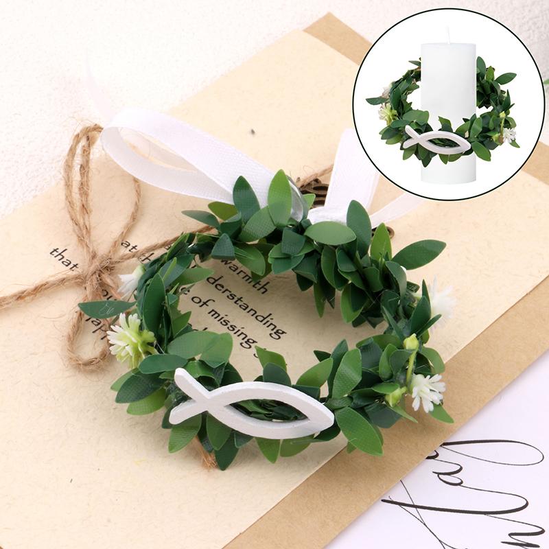 10 Pcs Drip Protection Communion Candle,Candle Rings Small Artificial Wreaths Drop Catcher For Candles