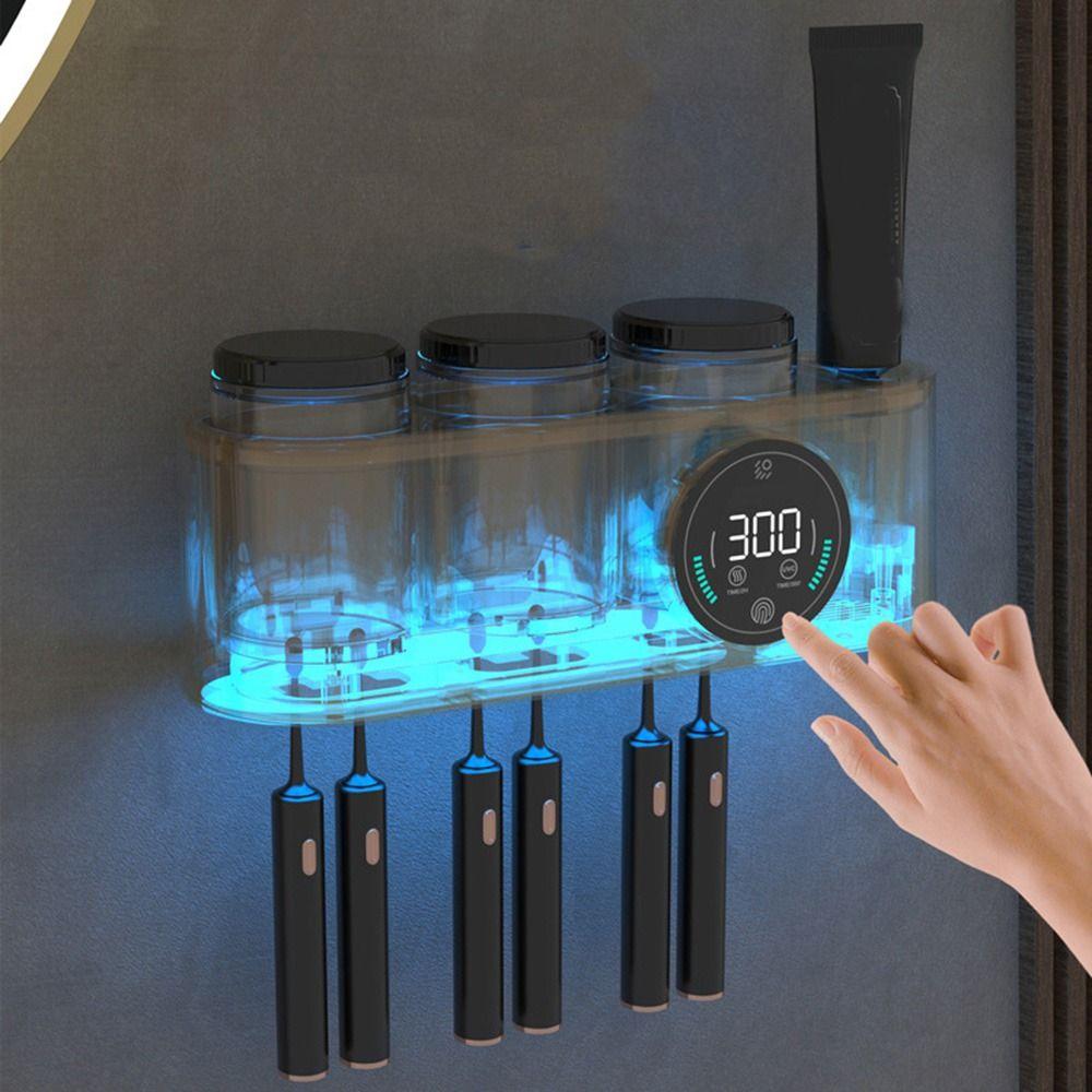 No Punching Smart Toothbrush Rack Plastic Toothbrush Intelligent Drying Rack  for Home