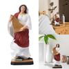 Sacred Harp Player Sculpture Resin Musician Statue Durable Art Spiritual Room Decoration Art Figurine