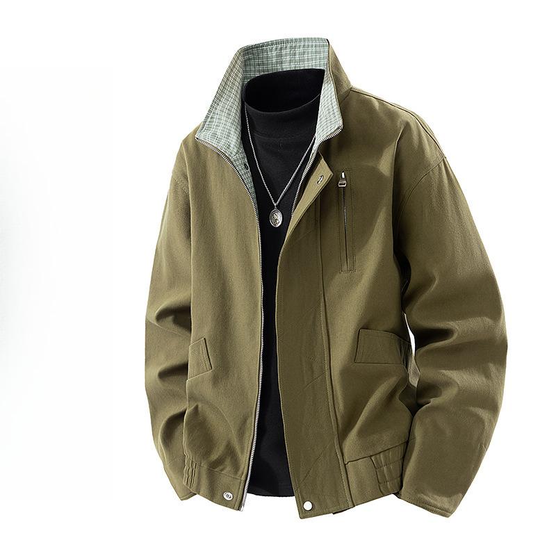 Spring Stand-up Collar Flight Jacket Men's American Retro Short Loose Tooling Jacket