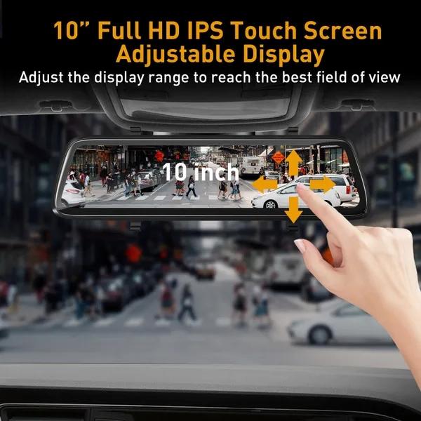 10" IPS Full Touch Screen 1080P Dash Cam Auto DVR Rückfahrkamera Videorecorder G-Sensor Parkmonitor