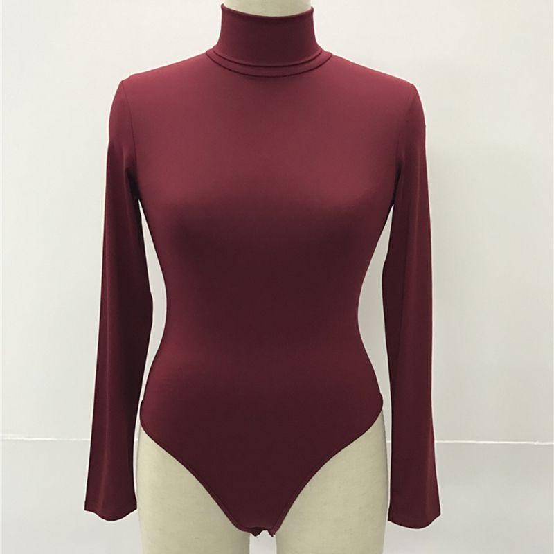 Winter Turtleneck Women Long Sleeve Basic Bodysuit Stretch Solids Tshirt Top