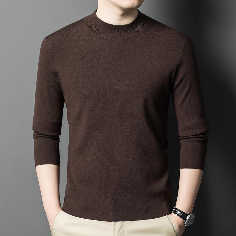 2025 Men's Winter Thickened Sweater: 48ct Fine-Spun, 400g Semi-High Collar, 100% Pure Wool