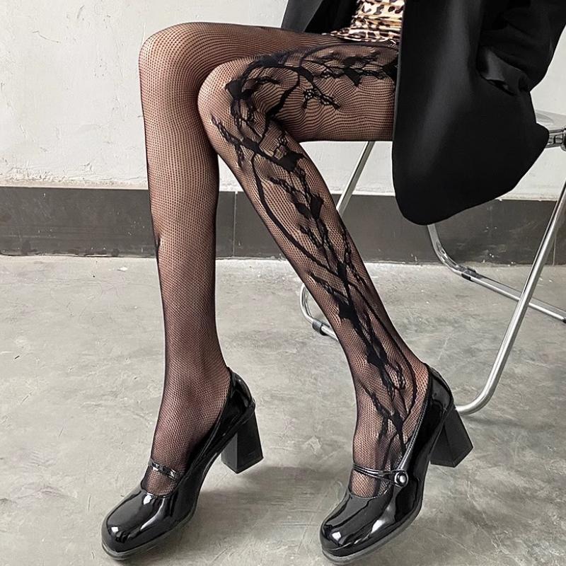 Japanese Style JK Lace Vine Print Fishnet Stockings Lolita Cosplay Sweet White Tights Women Sexy Thin Hollow Out Slim Pantyhose