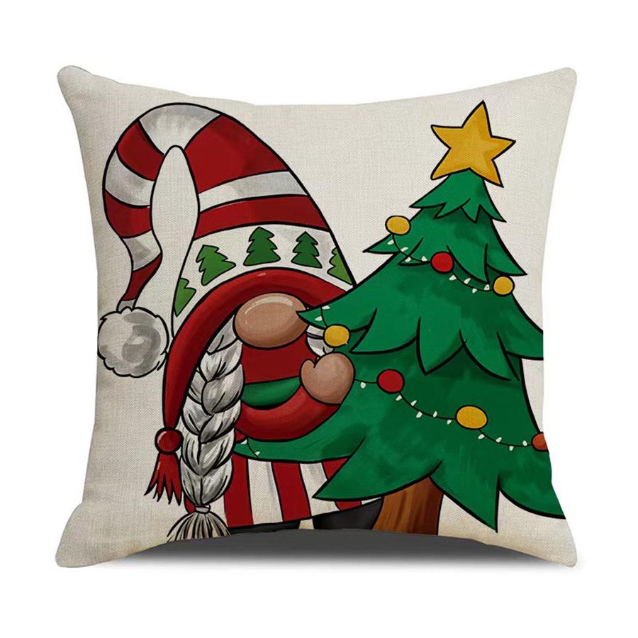Christmas Santa Claus Print Pillow Cover - Festive Decor for Sofa or Bedroom