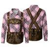 Men’s 3D Printed Plaid Long Sleeve Shirt with Vintage Pattern Relaxed Fit Button Down Collar for Festivals Parties and Outdoor Activities