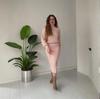 2025 A/W Solid Color High Neck Pullover & Slit Skirt Set