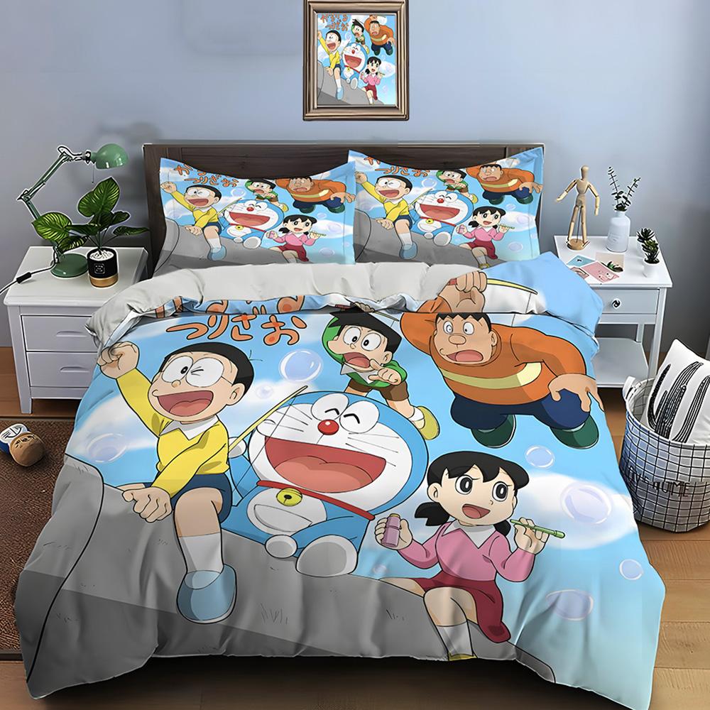 3Pc Multiple Styles D-Doraemon Cartoon Printed Bedding Set 1 Duvet Cover,2 Pillowcases Boys Girls Children Luxury Gifts