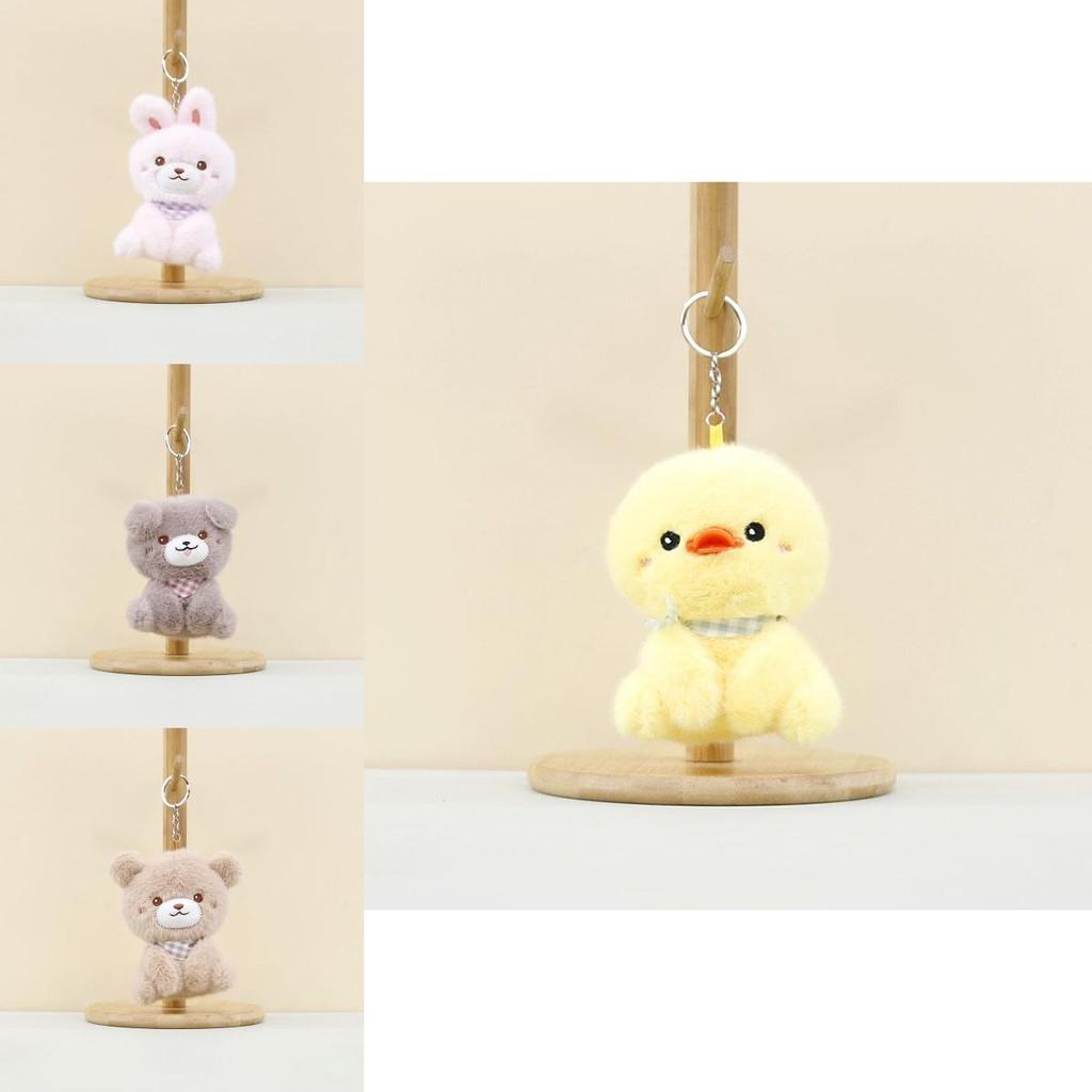 Cute Animal Plush Scarf Bear Keychain Soft Toy Adorable Dog Bunny Duck Accessory