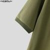 INCERUN Summer Men O-Neck Short Sleeve Stitching Texture Hollow Casual Loose Tops T-shirts