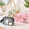 Portable Transparent Toiletry Bag Large Capacity Carry Handles Cosmetic Bag Waterproof PVC Makeup Pouch