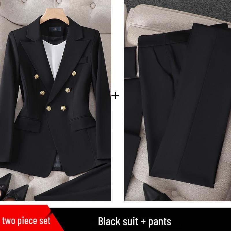 Women's Rose Red Elegant Three-Piece Suit: Spring/Fall Long Sleeve Jacket.