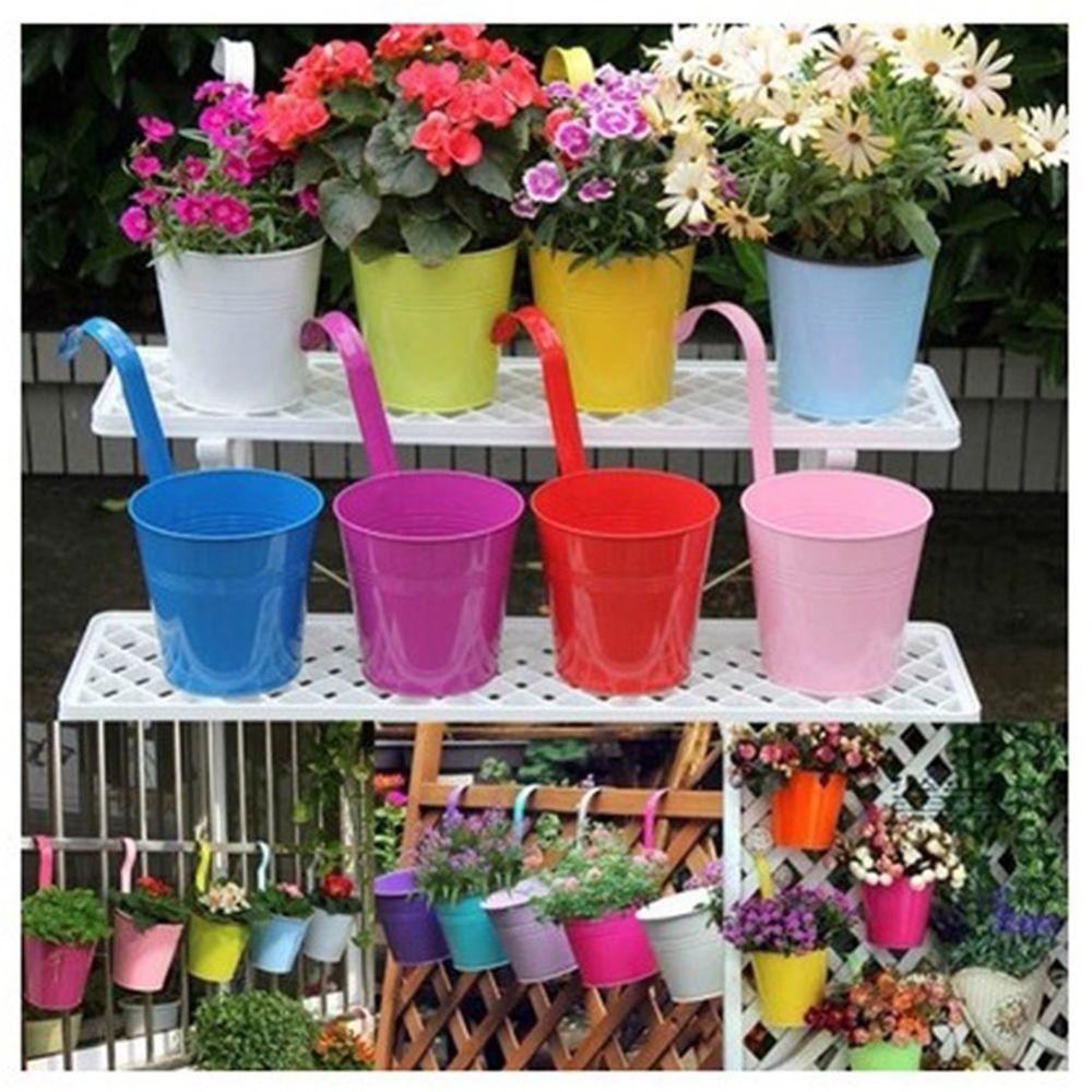Metal Garden Supplies Iron Planter Balcony Decor Flower Holder Metal Bucket Succulent Basket Hanging Flower Pots