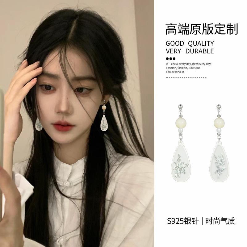 Ink butterfly love earrings antique Internet celebrity same earrings niche high-end sense of national tide retro earrings