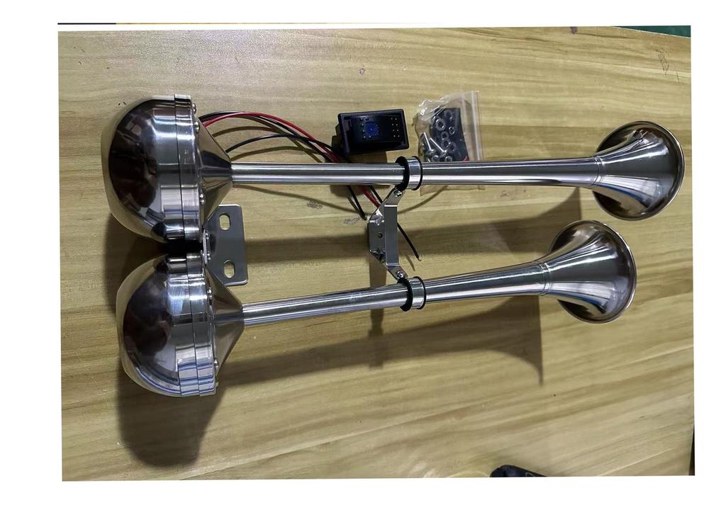12V/24V Stainless Steel Yacht Horn, Single/Double Tube, High/Low Tone, Waterproof, Super Loud.