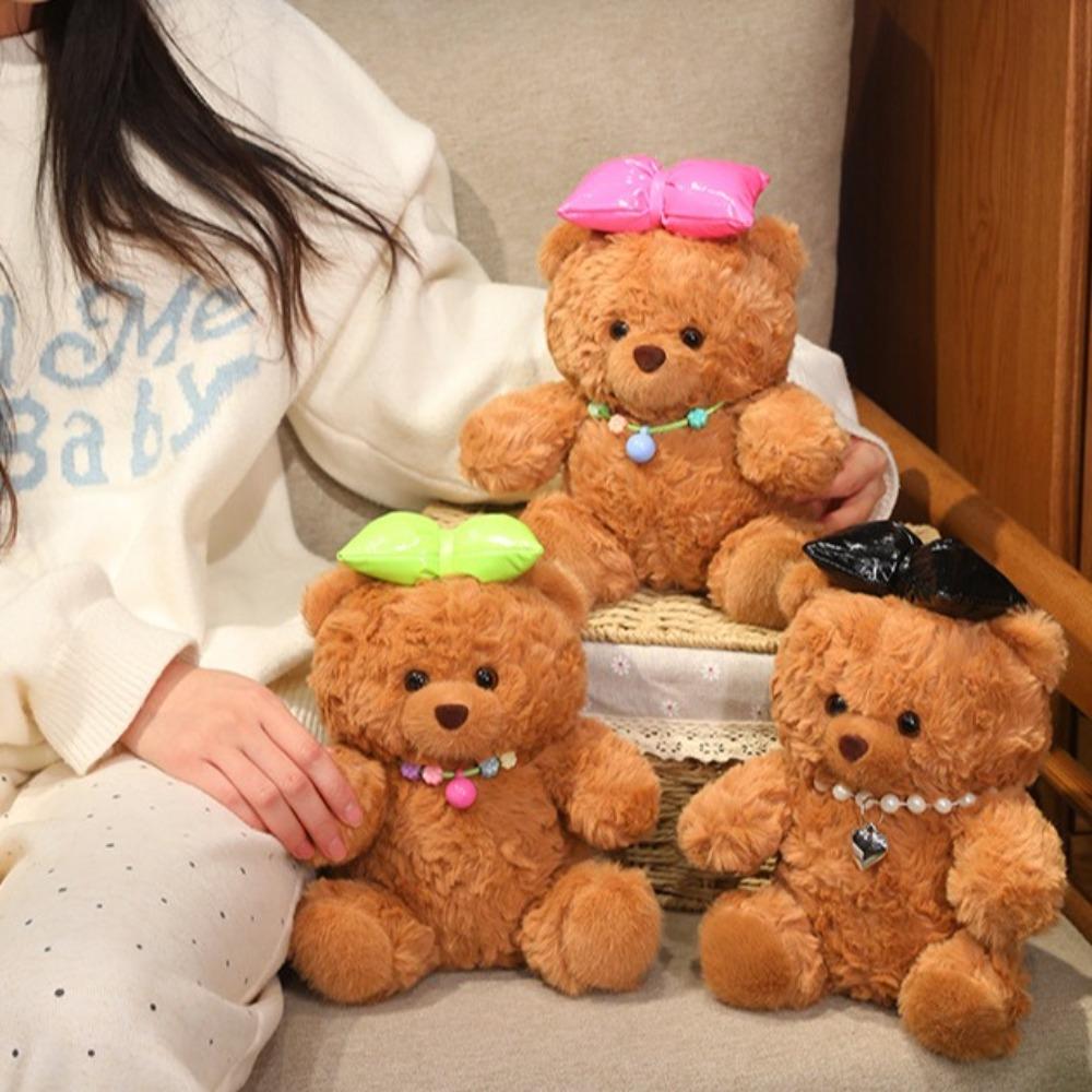 Dress Up Plush Bear Doll Bow Stuffed Animal Pillow Cute Bear Plush Toy Girls