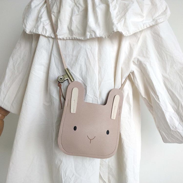 

1 шт., детская сумка-мессенджер для девочек и мальчиков, модная сумка через плечо с мультяшным кроликом, портативная дорожная сумка для монет с зеркалом и кисточкой