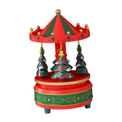 Christmas Carousel Music Box Decoration Multipurpose for Mom Grandmother Gift Lightweight 10.5x17.5cm Xmas Tree Design