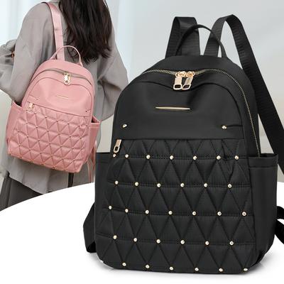 Жіночий рюкзак з ромбоподібною вишивкою, великої місткості, водовідштовхувальний дорожній рюкзак