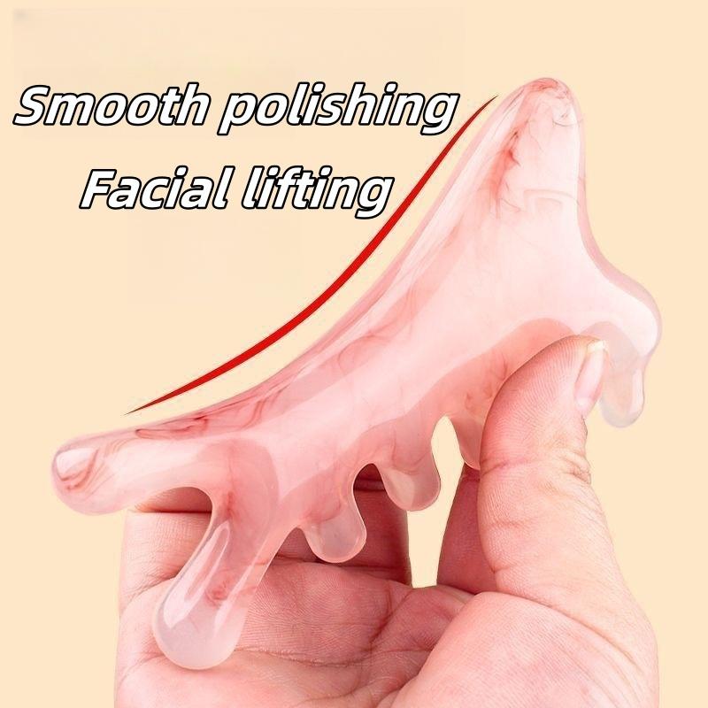 Damenkamm Massagekamm Kopfmeridiankamm Vier in Eins Tragbarer Massagekamm Gesichtsmassagegerät Schaben Kopfhautreinigung Grobzinkiger Kamm