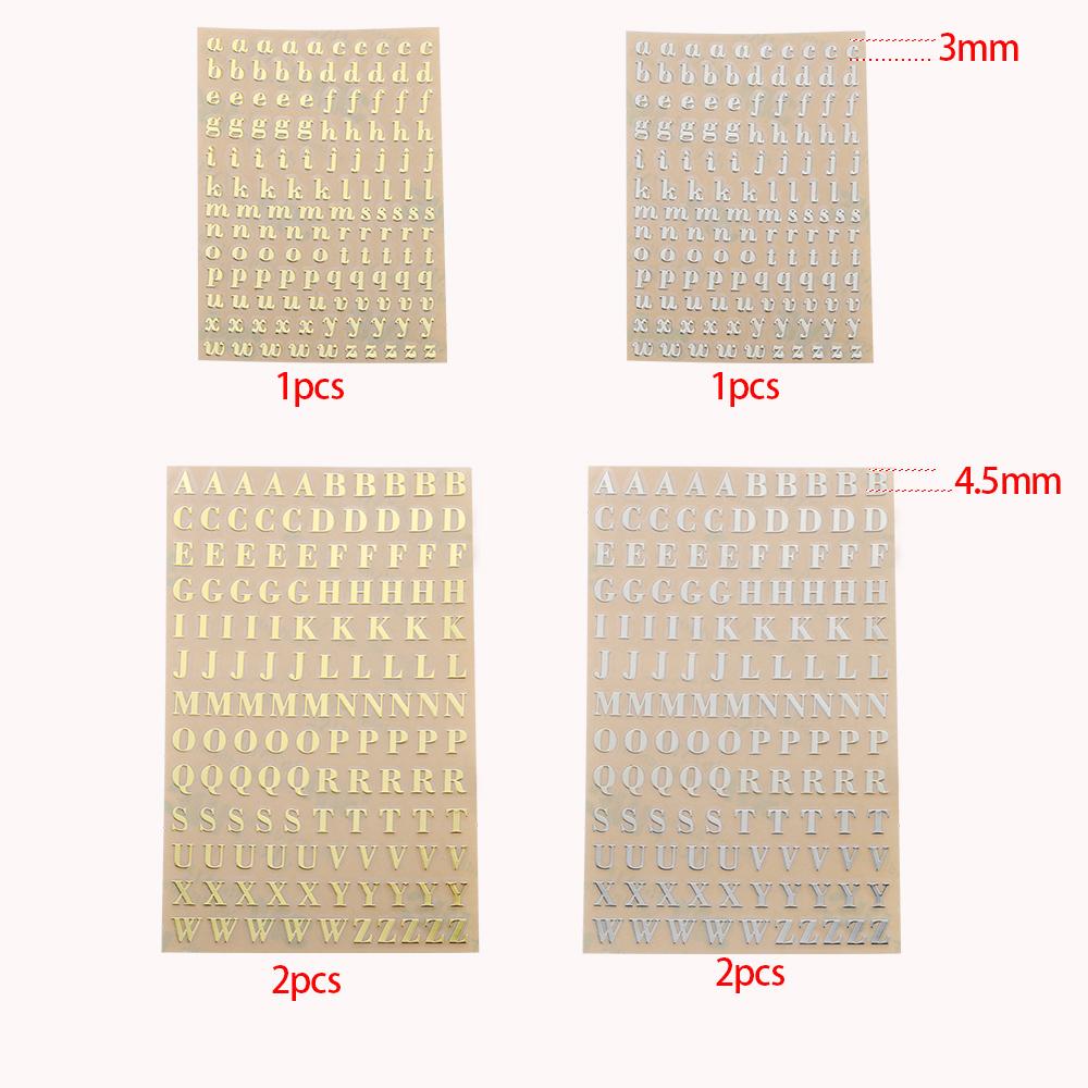 Adesivi Decorativi Lettere Alfabeto Numeri 2-9mm Riempitivo Resina Epossidica Oro Argento Per Stampi in Silicone Fai da Te Riempimenti per Artigianato
