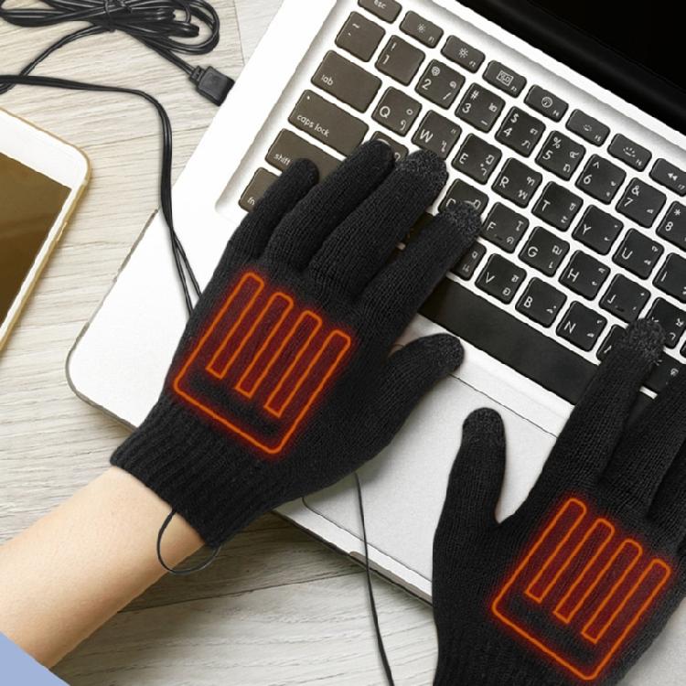 Knitted Heating Glove Hands Warmer Mittens Full Finger Gloves Thermals Glove for Winter, USB Heated Gloves for Men Women
