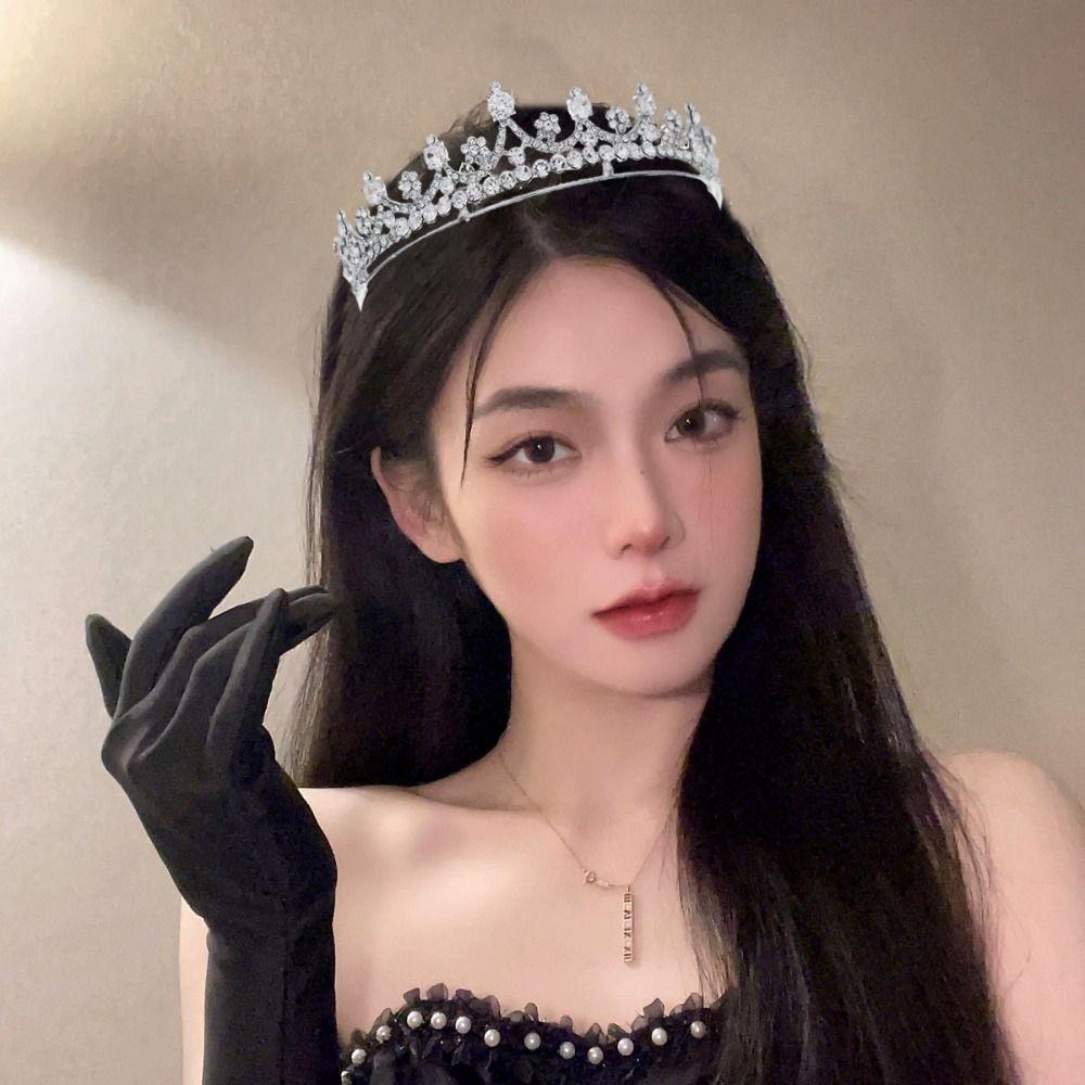 Zircon Crystal Bridal Crown Shiny Princess Tiara Wedding Hair Jewelry  Hair Jewelry Accessories